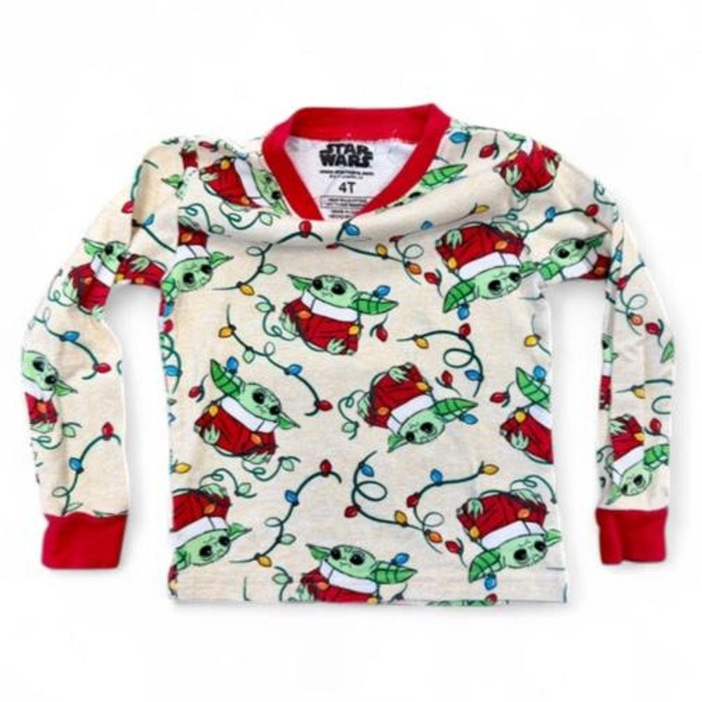 Star Wars Grogu Baby Yoda Christmas Lights Long Sleeve Pajama Top Toddler 4T